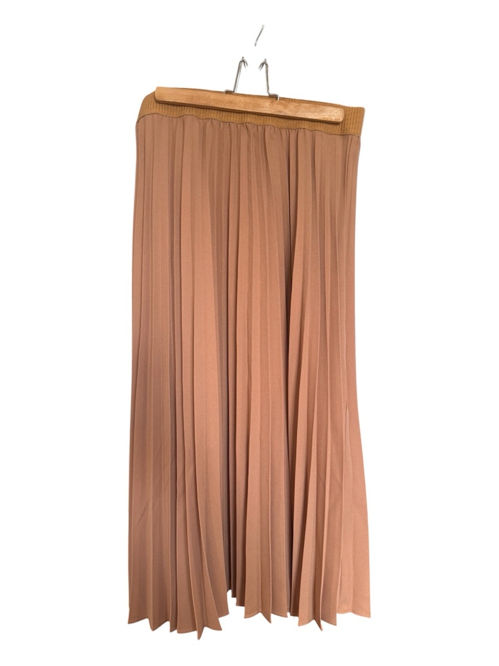 Pleated Midi Skirt in Camel Tan